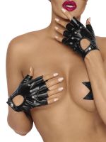 Noir Handmade: Wetlook-Handschuhe F264, schwarz