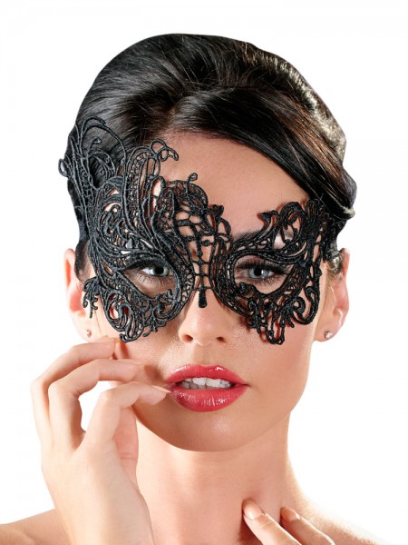 Augenmaske mit Stickerei, schwarz